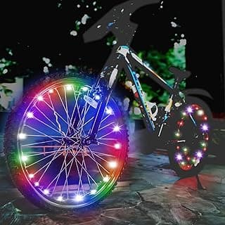 LED Bike Wheel Light，Night Cycling Bicycle Wheel Light，IP65 Waterproof，3 modle Lighting，Easy Install and Fits Most Bikes，Not Affect Riding，with Battery