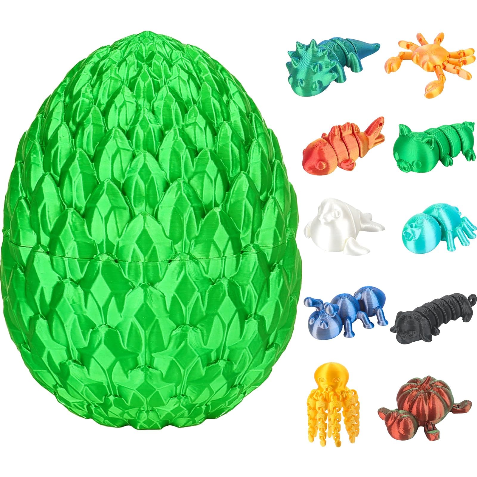 3D Printed Mystery Egg, 10 Pack Realistic Mini Animal, 3D Printed Articulating Figurines, Relief Anxiety, Home and Office Decorate
