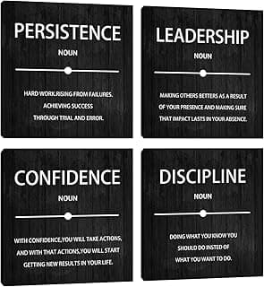 4 Pieces Motivational Wall Art Inspirational Office Quotes Wall Decor Success Quotes Wall Decor Artwork for Living Room Bedroom Home Office Wall Decoration Artwork 12”X12”X4