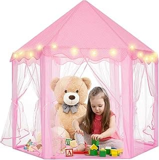 Princess Tent for Girls with Lights, 55"x53" Princess Castle Playhouse Tent for Kids Playing & Relaxing, Personal Space Kids Tent for Indoor & Outdoor, Toddler Tent image