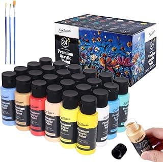Acrylic Paint Set, 24 Colors (60ml/2OZ) Acrylic Paints for Artists Beginners Students, Art Craft Paints for Canvas Wood Fabric Painting image