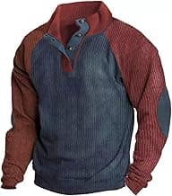 Sweatshirts For Men Long Sleeve Shrits Stand Collar Corduroy Sweatshirt Casual Quater Button Jacket Fashion Print Tops image