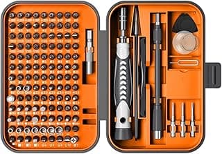 Precision Screwdriver Set, 130 in 1 with 120 bits Repair Tool Kit, Magnetic Screwdriver Set with mini built-in box for Electronics iPhone Jewelers Game Console Passion Orange