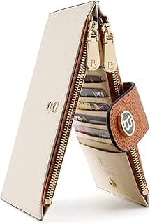 Leather Wallets for Women RFID Blocking Slim Bofild Purse Card Holder with Zipper Pocket image