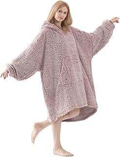 Sherpa Wearable Blanket Hoodie, Cozy Warm Oversized Hoodie Sweatshirt Blanket with Pockets for Adults image