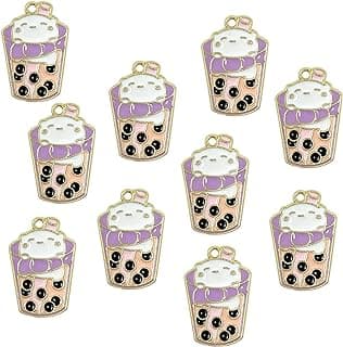 allydrew Boba Milk Tea Pendant Charms for Jewelry Making (Set of 10) image