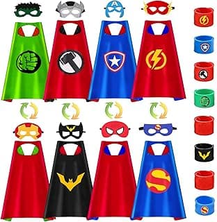 Super hero Capes for Kids and Masks Double Side Superhero Costumes for Boys Halloween Cosplay Birthday Party (4 pcs) image