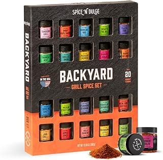 Grilling Spice Set Grill Seasoning Gifts, 20 Unique Spices and Seasonings Jars Gift Set, BBQ Gifts For Men, Dad, Husband, Father, Flavors Like Chili, Cajun, Garlic, Steak, Rub, Herbs, Blend and More image