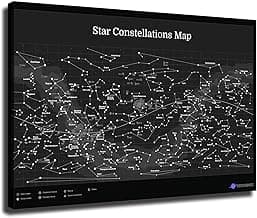 Higly Detailed Equatorial Star Map Poster - Constellations with Star Names - Wall Art Print for School Home Office Classroom Decor (08×12inch,Unframed) image