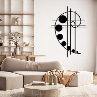 Metal Wall Decor - Geometrical Metal Wall Decor, Golden Ratio Metal Wall Art, Geometric Metal Wall Art, Fibonacci Wall Art, Geometric Wall Decor, Living Room Wall Decor Modern (Black, 24x18in|62x46cm) image
