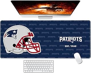 Stitched Edges Mouse Desk Pad,Large Gaming Mouse Pad for Laptop Computer Desktop Keyboard,Blue Red Design Mat for Football Sport Fans Mousepad image