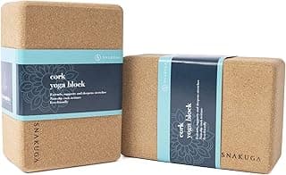 Cork Yoga Block 2 Pack for Pilates, 4'' or 3'' Non-Slip & High Density Blocks for Meditation, Fitness and Stretching, Supportive and Flexibility Brick for Improve Poses Balance image
