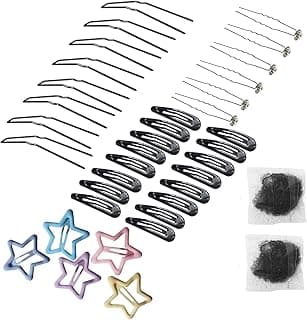 Snap Hair clips hair style accessories kits for girl women ballet dance U shaped hair pins Bobby clips,42pcs (Black, 3 inch Kit) image