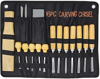 Lulu Home Wood Carving Tools, 16PCS Professional Carving Knife Tool Set for Woodworking Premium Wood Handle with Chisel Gouge Whetstones image