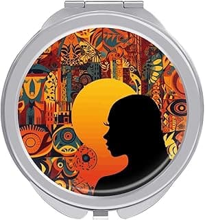 Travel Makeup Mirror Colorful Girl Vanity Mirror Portable Small Cosmetic Mirror 2-Sided 2X/1X Magnifying Pocket Mirror Compact Mirror Folding Handheld Mirror for Women Office image