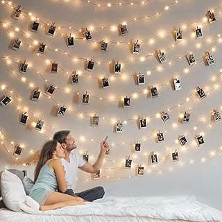 Photo Clip String Light - 33Ft 100LED Fairy Lights with Clips for Pictures, Photo Light with 50 Clear Clips for Bedroom Christmas Wedding Décor image