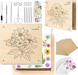 IcosaMro Large Flower Press Kit 11" *11" 10 Layer Wood Bamboo Flower Pressing Arts and Crafts DIY Kit for Adult Kids with Drying Paper Carboard Tools for Pressed Flower Making Preservation image