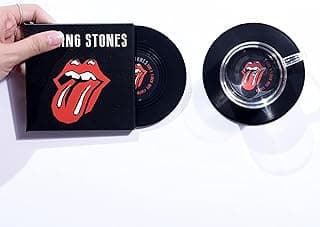 Mini Vinyl Record Coasters - Set of 2 Cool Music Coasters with Designed Album Cover Decorations - Housewarming Gift for Music Lovers (CS024) image