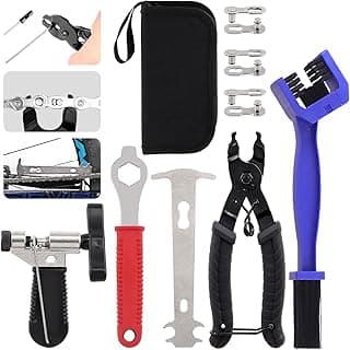 Bike Repair Tool Kit includes Bike Crank Extractor, Spoke Wrench, Bottom Bracket Remover, Cassette Removal Tool, Chain Breaker, Spanner Wrench, Flywheel Chain Removal Tool image