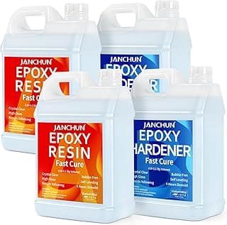 JANCHUN 4 Gallon Premium Clear Epoxy Resin Kit, High Gloss Casting and Coating for River Table Tops, Art Casting Resin, Jewelry Making, DIY, Tumblers, Molds, Art Painting, Fast Curing Resin image