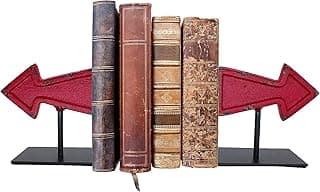 First of a Kind Iron Cast Arrow Bookends - Decorative Book Stoppers to Hold Books - Rustic, Farmhouse Bookends for Desk Bookshelf - Heavy-Duty Book End Decoration for Home, Office Cabin – 2 Pcs image