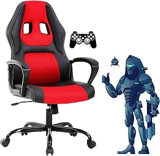 Gaming Chair Office Chair Ergonomic Video Game Chairs Adjustable Reclining Computer Chair with Lumbar Support Armrest Headrest Task Rolling Swivel Chair Game Chair for Adult Teen, Red image