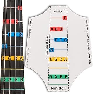 Non-Adhesive Violin Finger Guide for Adult/Kids Beginner, Static Cling Sheet, Fingerboard Stickers, Notes practice tape (Type B_Note Names, 1/4 size) image