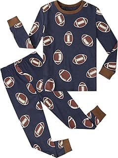A&J DESIGN Boys Pajama Sets, 100% Cotton 2-Piece Sport Theme Pjs Set image