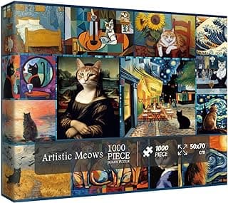 Cat Puzzles for Adults 1000 Piece, Kitten Animal Jigsaw Puzzle, Classic Artists Cat Puzzles for Adults Funny image