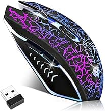 Wireless Gaming Mouse, Rechargeable Wireless Computer Mouse, 7-Color LED Light, Ergonomic Mouse with 6 Silent Click Buttons, 3 Adjustable 2400 DPI Wireless Mouse for Laptop,PC,Mac, Black image