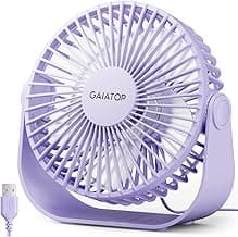 Gaiatop USB Desk Fan, 3 Speeds Portable Small Fan with Strong Airflow, 5.5 Inch Quiet Table Fan, 90° Rotate Personal Cooling Fan For Bedroom Home Office Desktop Travel (Purple) image