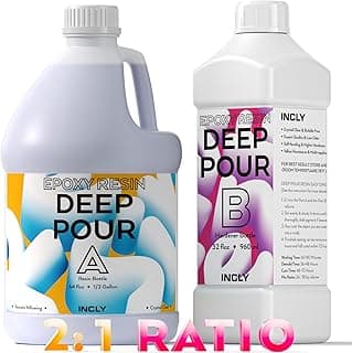 INCLY Deep Pour Epoxy Resin, 0.75 GL Epoxy Resin Kit for 2 to 4'' Pour Molds Craft, High Gloss & Bubbles Free & Crystal Clear Casting Resin Supplies for River Table, Wood Filler, Bar Top, 2 : 1 Mix image