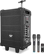 Pyle 8'' Portable Wireless Bluetooth Speaker System - Built-in Rechargeable Battery, Wireless Microphone, USB/Micro SD/FM - 350 Watt - FM Radio with Digital LED Display, PWMA899A image