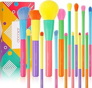 Docolor Makeup Brushes 15Pcs Colourful Makeup Brush Set Premium Gift Synthetic Face Powder Kabuki Foundation Contour Blush Concealers Eye Shadow Blending Make Up Brush Kit - Dream of Color