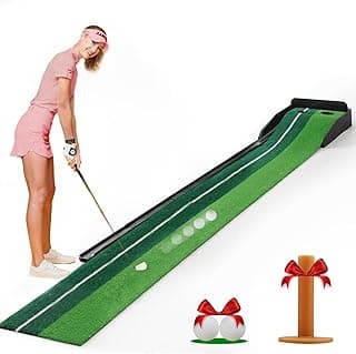 Putting Green Indoor,Golf Putting Matt with Auto Ball Return,Putting Green for Golf Practice,Golf Practice Mat with 2 Holes,Golf Practice Training for Indoors Outdoor,Golf Accessories