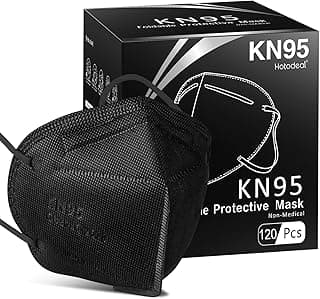 Hotodeal KN95 Face Mask 120 PCs, Black KN95 Mask, 5 Layers Cup Dust Mask, for Men, Women, Healthcare Worker, Essential Workers image