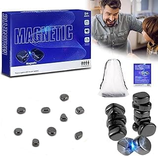 Magnetic Chess Game,2025 Multiplayer Battle Magnet Board Games for Kids and Adults Family Games Tabletop Magnetic Strategy Chess Game with Rocks & Rope Portable Magnetic Chess Set with Stones & String