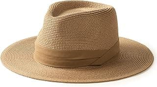 FURTALK Panama Hat Sun Hats for Women Men Wide Brim Fedora Straw Beach Hat UV UPF 80+ image