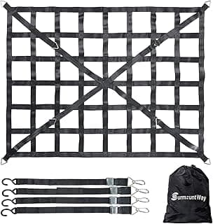 Surmountway Cargo Net for Pickup Truck Bed(66" x 50"), Truck Bed Cargo Net with Capacity 1100LBS, Heavy Duty Cargo Nets with Cam Buckles & S-Hooks, Truck Cargo Net for Trailer Trucks with Cross Strap image