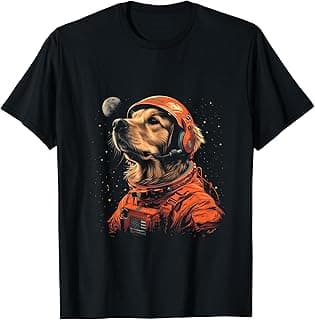 Funny Golden Retriever Lovers Dog Astronaut In The Space T-Shirt image
