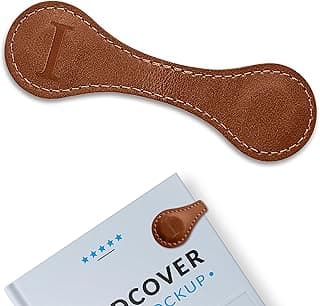 Personalized Leather Magnetic Bookmarks (1 Pack) Vintage Custom Engraved Initial ID Identification Book Marker Clip Gift for Book Lover Avid Readers (Letter I, Light Brown) image