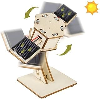 Solar Powered Wooden Puzzle,Rotating Satellite DIY Assembly 3D Construction Toy,STEM Educational Science Craft Model Kit,Wood Craft for Kids,Handmade Wood House for Children Ages 8-12 image