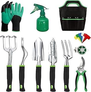 Garden Tools Set 11 Pcs Heavy Duty Kit Green image