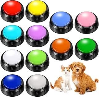 Yunsailing 12 Pcs Voice Recording Dog Buttons 30 Seconds Recordable Talking Button Communication Pet Dog Training Speaking Buttons Funny Gift for Study Office Home, 12 Color