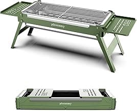 Portable Charcoal Foldable Grill, Small Grills Indoor or Outdoor BBQ Cooking Stainless Steel Desktop Charcoal Grill for Travel,Camping, Gardens, Picnics, Beach Parties, Backyard Barbecue