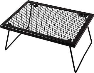 Folding Campfire Grill Grate, Portable Heavy Duty Steel Over Fire Camp Grill for Outdoor Camping Cooking Fire Pit, Black image