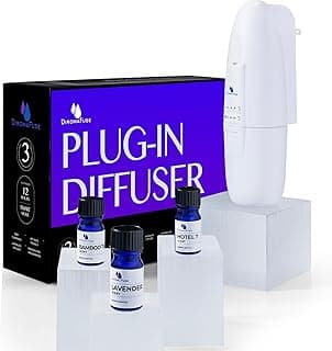 PlugIn Diffuser for Essential Oils | Portable Aroma Air Diffuser with Nanotechnology Covers 800 Sq Feet | Waterless Oil Diffuser for Home and Office Use | Includes 3 Complimentary Scents