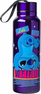 Silver Buffalo Lilo and Stitch Get Weird Stainless Steel Water Bottle with Strap, 27-Ounces image