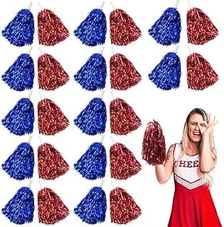 Lovecheer 24PCS Pom Poms Cheerleading Metallic Cheer Pom Poms with Handle Sports Team Spirit Cheering Squad for Kids Adults Party Gifts image