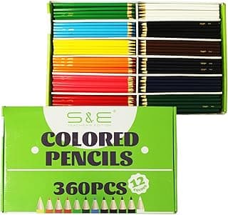 S & E TEACHER'S EDITION Colored Pencils 360Pcs,Coloring Pencils Set for Adults Kids Drawing Pencils for Sketch, Woodcase Lead Pencils, Wooden Colored Pencils, Back to school Christmas Gifts